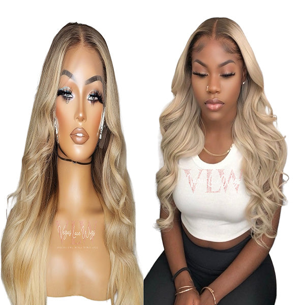 HD Invisible Lace Blond Wig With Dark Roots Vegas Lace Wigs