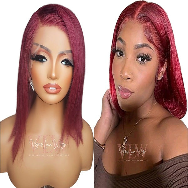 Invisible HD Lace Bob Wig Straight Red